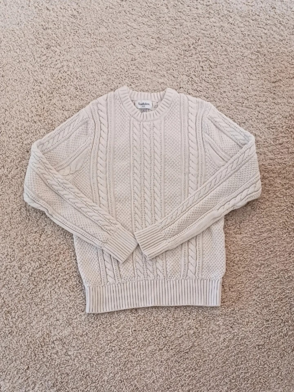 Goodfellow & Co Cream Cable Knit Crewneck Sweater